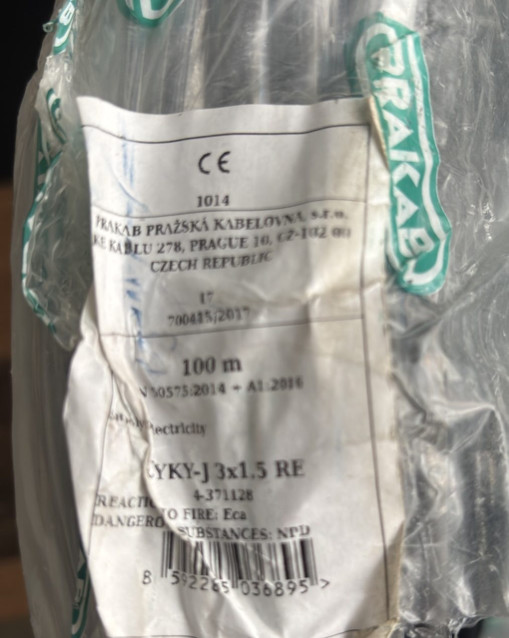 Kabel CYKY-J 3×1,5 PRAKAB · cca 26 m